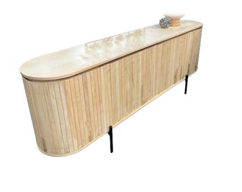 71" Solid Wood Media Console: Mid-Century Modern Scandinavian TV Stand