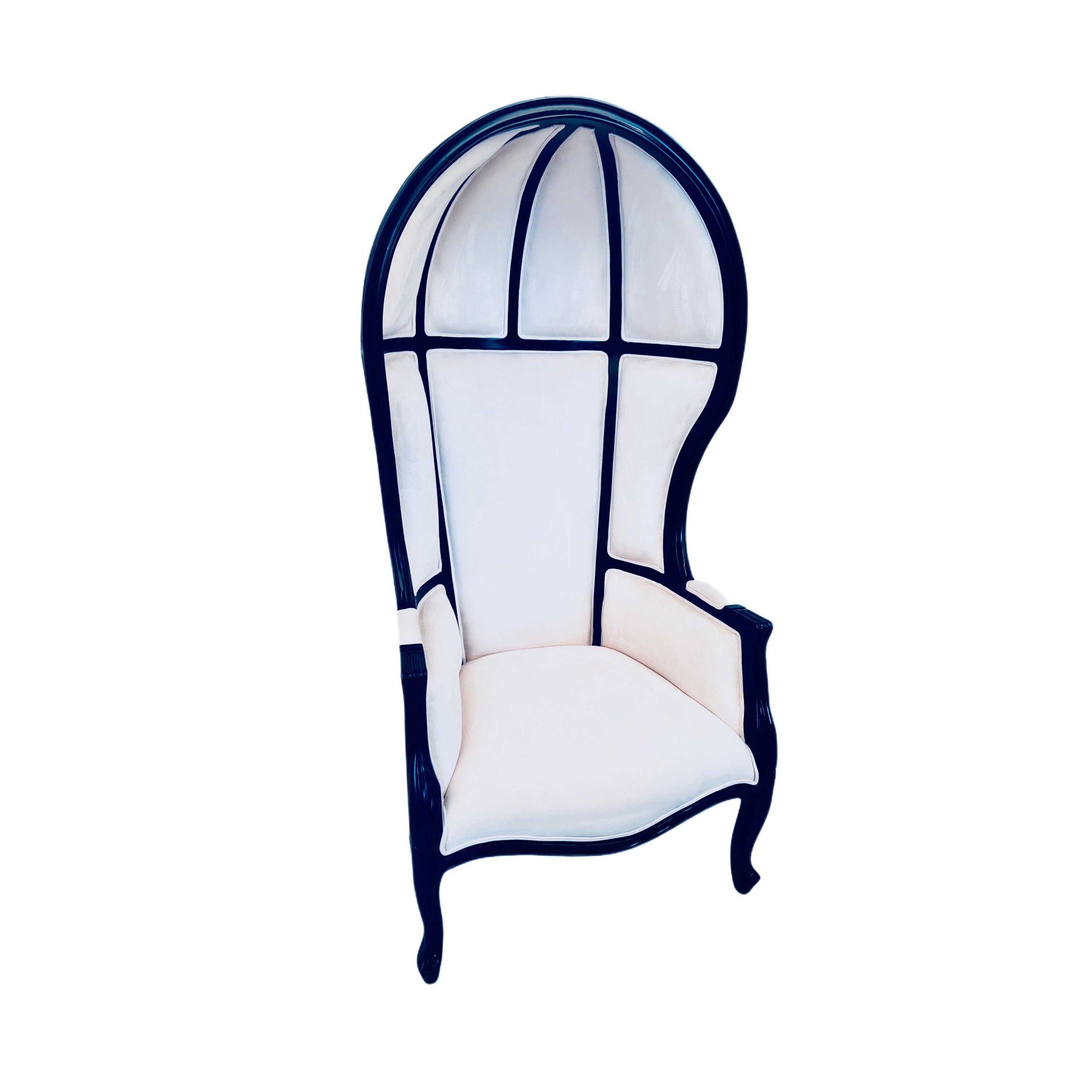 White Velvet Balloon Chair: French Louis XV Style Throne