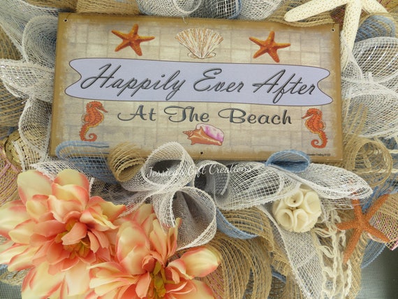 Made To Order Beach Mesh Wreath Front Door Nautical Summer Hanger Bridal Shower Decor Everyday Burlap Wedding Gift