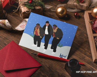 Tarjetas de felicitación de hip hop con el lema "Los chicos gordos aman la Navidad"