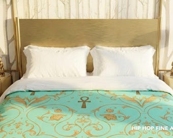 Floral Ankh, Flavor Comforter, Hip Hop Home Décor