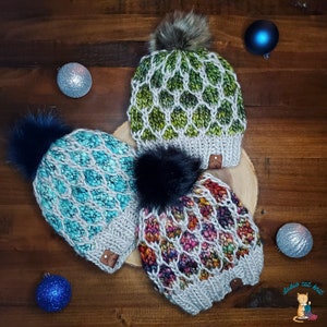 Into The Looking Glass Chunky Hat with Detachable Pom Poms