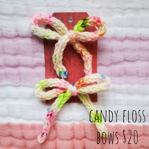 Hand Knitted Yarn Hair Bow Clips
