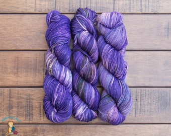 NIGHT JELLY Small Batched Hand Dyed Yarn in Chubby Tabby Worsted