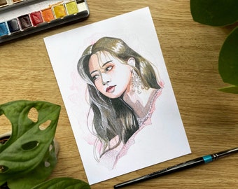 Impresión en acuarela TWICE Tzuyu A5