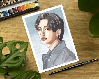Stray Kids Hyunjin Watercolor Fanart Print - A5