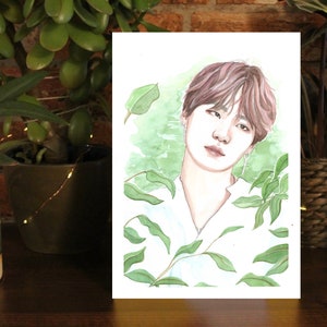 BTS SUGA (Min Yoongi Agust D ) x Nature A4 Watercolour Print Fanart