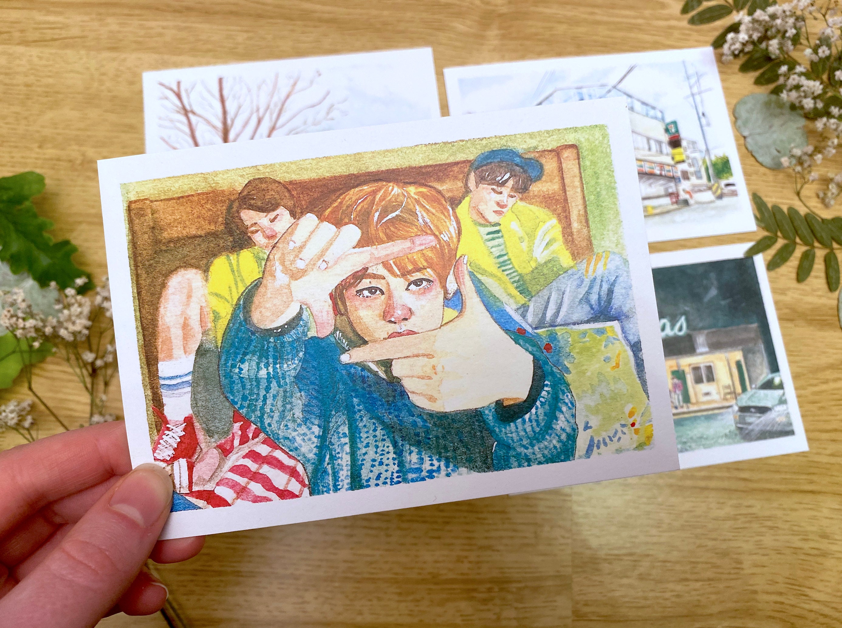 BTS Spring Day Taehyung Jimin Watercolour Art Print Postcard | Etsy