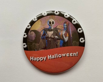 Happy Halloween! Jack and Sally Celebration Button