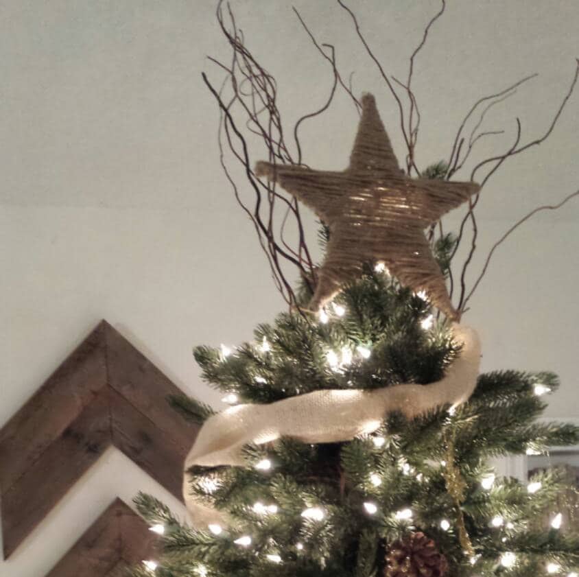 Jute Star rustic farmhouse Christmas tree topper Etsy