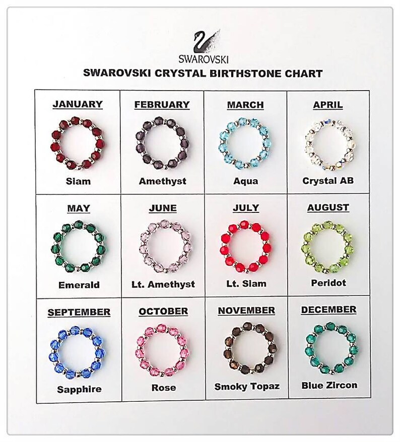 swarovski crystal birthstone rings
