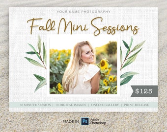 Mini Session Template, Photography marketing, Mini session marketing, Fall mini sessions template, Editable marketing board, photographer