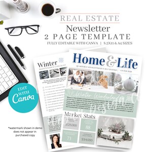 Realtor Newsletter, Newsletter, Real estate newsletter, Real Estate, Real estate marketing, Realtor marketing tools, Canva editable