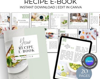 Recipe Ebook Template Lead Magnet Template Health ebook Health coach ebook template Wellness ebook canva Ebook food blogger template