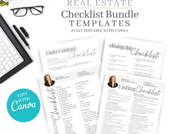 Under Contract, Closing Day, Pre-Listing, Listing, Checklist, Checklist Bundle, Real estate marketing, Realtor marketing, real estate, Canva