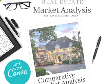 Comparative Market Analysis, CMA, Real estate, Market Analysis template, Real estate marketing, Realtor marketing tools, Canva editable