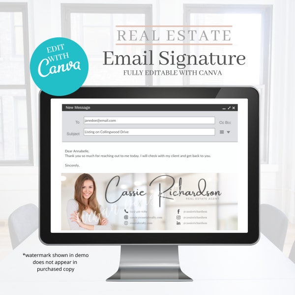 Email signature, real estate template, real estate agent email, realtor, email marketing, signature, canva template, real estate marketing
