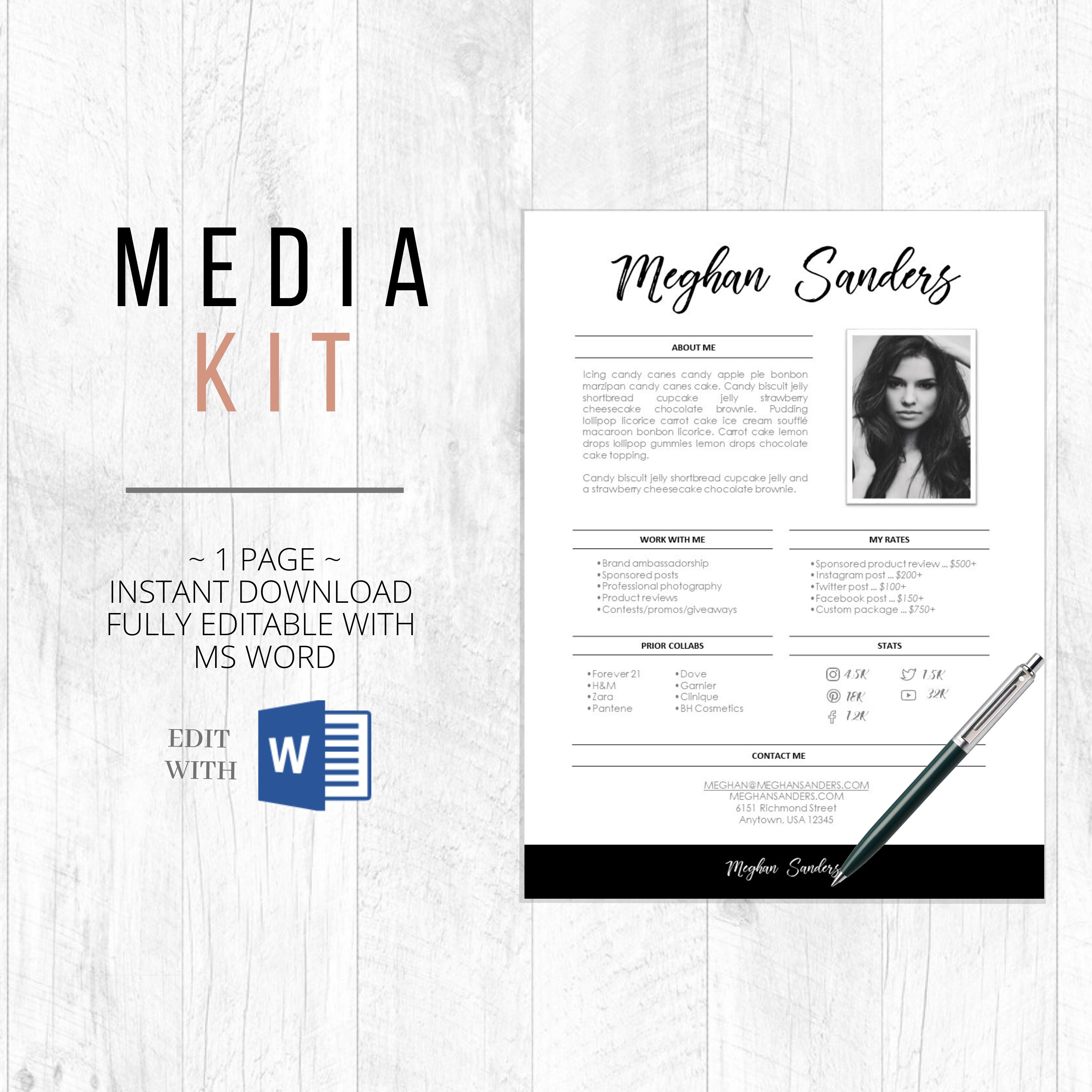Media Kit Template Media Kit Blogger Media Kit Media Kit Etsy UK