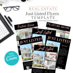 Just Listed Flyer, Real Estate Flyer Template, Listing Cut Sheet, Real estate marketing, Realtor, Editable, Real Estate Template, GOLD,Canva