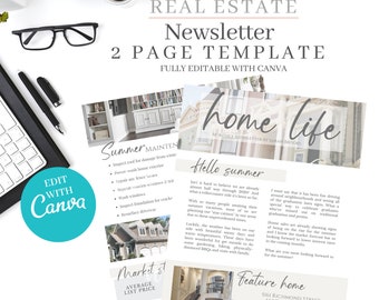 Realtor Newsletter, Newsletter, Real estate newsletter, Real Estate, Real estate marketing, Realtor marketing tools, Canva editable