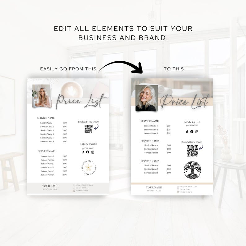 Curated visual reference: Visual Reference: Price List Template Customizable Price List Editable Price List