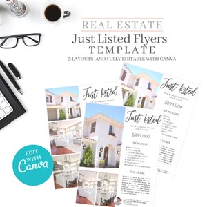 Just Listed Flyer, Real Estate Flyer Template, Listing Cut Sheet, Real estate marketing, Realtor, Editable, Real Estate Template, Canva