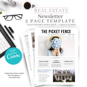 Realtor Newsletter, Newsletter, Real estate newsletter, Real Estate, Real estate marketing, Realtor marketing tools, Canva editable