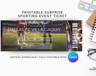 Printable Surprise Soccer Game Ticket, Printable Sport Surprise Ticket, Soccer Surprise Ticket, Printable Soccer Ticket, Soccer Ticket