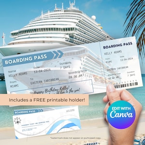 Billet de croisière, Surprise, Carte d'embarquement, Carte d'embarquement pour la croisière, Voyage surprise, Carte d'embarquement imprimable, Téléchargement instantané, Révélation surprise