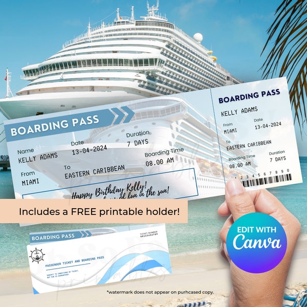 Cruise Ticket, Surprise, Boarding Pass, Cruise Boarding Pass, Surprise Trip, Printable Boarding Pass, Instant Download, Surprise Reveal