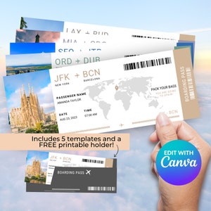 Boarding Pass, Plane Ticket, Airplane Ticket, Surprise Trip, Airplane Boarding Pass, Printable Boarding Pass, Instant Download, Airline Pass