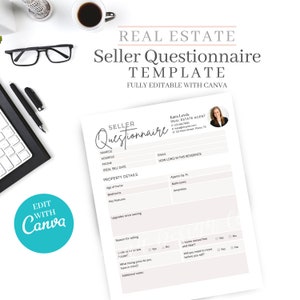 Seller Questionnaire, Real estate home buyer, Real Estate Buyer&#39;s Guide, Real estate marketing, Realtor marketing tools, Canva editable