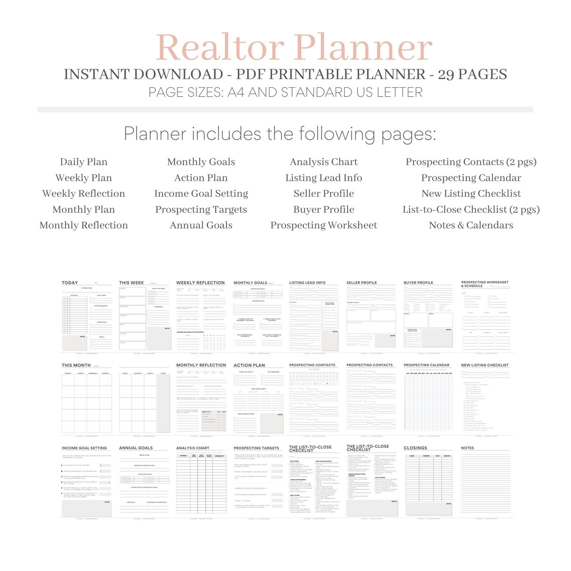 Realtor Planner Real Estate Planner Printable Planner Daily - Etsy Canada