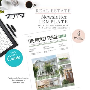 Realtor Newsletter, Newsletter, Real estate newsletter, Real Estate, Real estate marketing, Realtor marketing tools, Canva editable