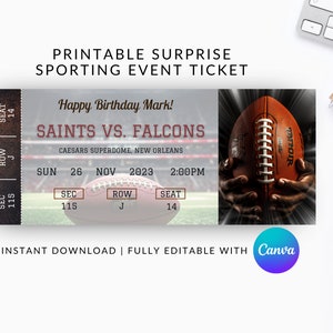 Druckbare Überraschung Futsal Spiel Ticket, druckbare Überraschungskarte, Fussball Überraschungskarte, druckbare Fussballkarte, Fussballkarte