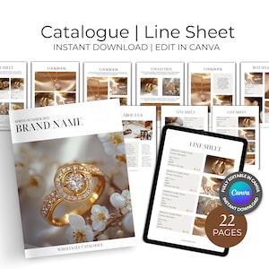 Line Sheets Catalogue Template, Canva Line Sheets, Canva Template, Catalogue, Fashion Template, eBook Template, Jewelry, Product Catalogue