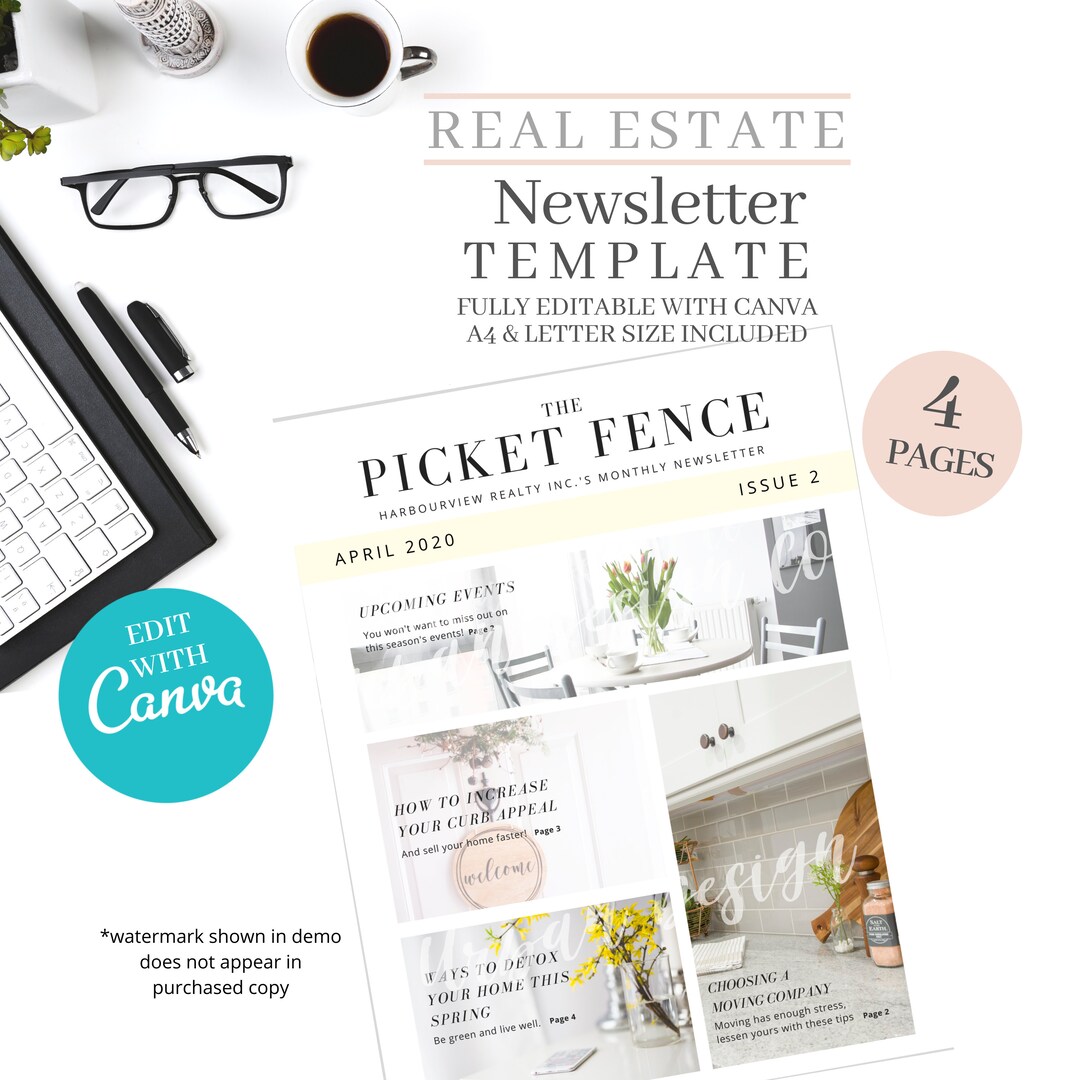 Realtor Newsletter Template: Editable Real Estate Marketing (canva) - Etsy