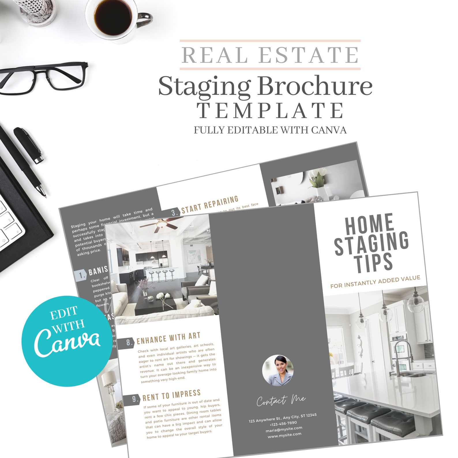 Home Staging Brochure Template: Real Estate Marketing (canva Editable ...