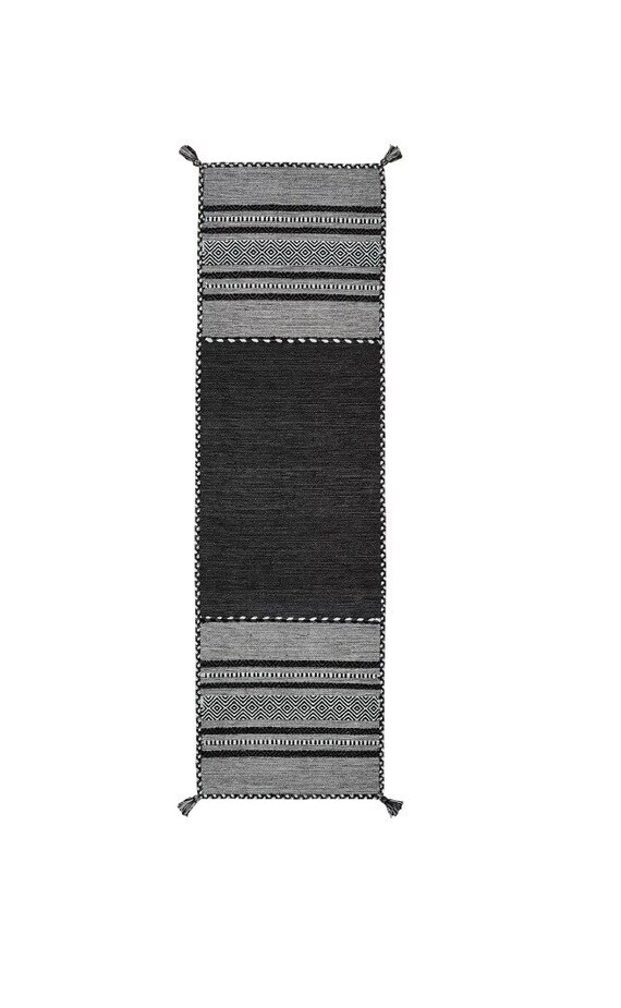 Charcoal Kilim Runner Rug Moroccan Hallway Boho Style Charcoal Kilim Runner Rug Moroccan