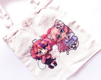 Anime Kawaii Ironmouse Nyanners Canvas Tote Bag VSHOJO Vtuber Shopping Bag Grocery Bag Polyester