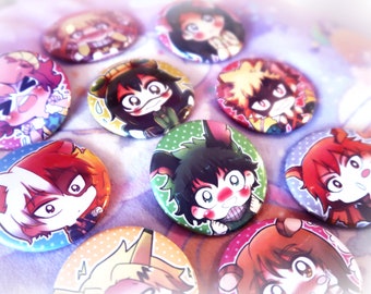 Kawaii Cute Hero Buttons Anime 1.5" Pinback Pins