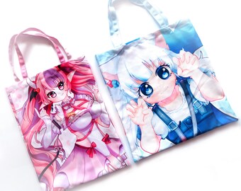 Anime Kawaii Gawr Gura Ironmouse Canvas Tote Bag VSHOJO Hololive Vtuber Cat Shark HoloMyth Shopping Bag Grocery Bag