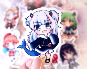 Anime Kawaii Hololive HoloMyth HoloCouncil  2 Inch Vinyl Decal Water Resistant Gawr Gura Mori Calliope Inugami Korone Amelia Watson