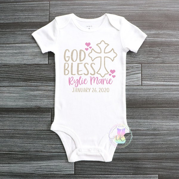 Girls Baptism Outfit, Baby Girl Baptism Outfit, Christening Outfit, Girls Christening, Personalized Baptism Outfit, Baptism Shirt, God Bless
