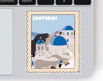 Santorini Stamp Sticker | Travel Sticker | Laptop Decal