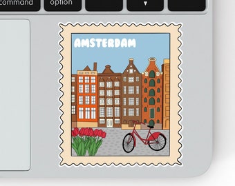 Amsterdam Sticker | Laptop Sticker | Travel Post Stamp Sticker