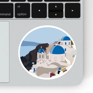 Santorini sticker/reizen sticker/vinyl sticker/laptop sticker/Griekenland sticker/reizen minnaar sticker/waterfles sticker/koffiemok sticker