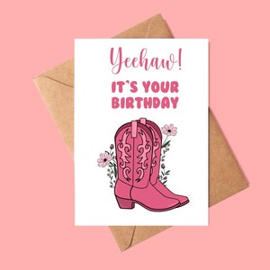 d'anniversaire de bottes de campagne | carte d'anniversaire occidentale | Carte de fan du pays