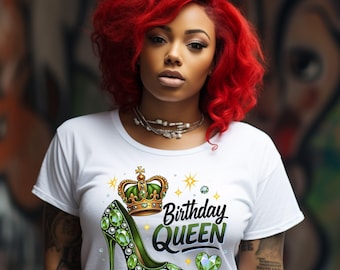 Födelsedagsdrottning PNG, gröna kronklackar, Diva-firande (digital nedladdning)