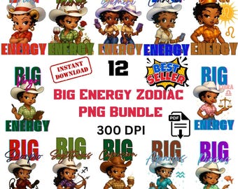 Paquete PNG de vaqueras del zodiaco, diseños de sublimación de gran energía (descarga digital)